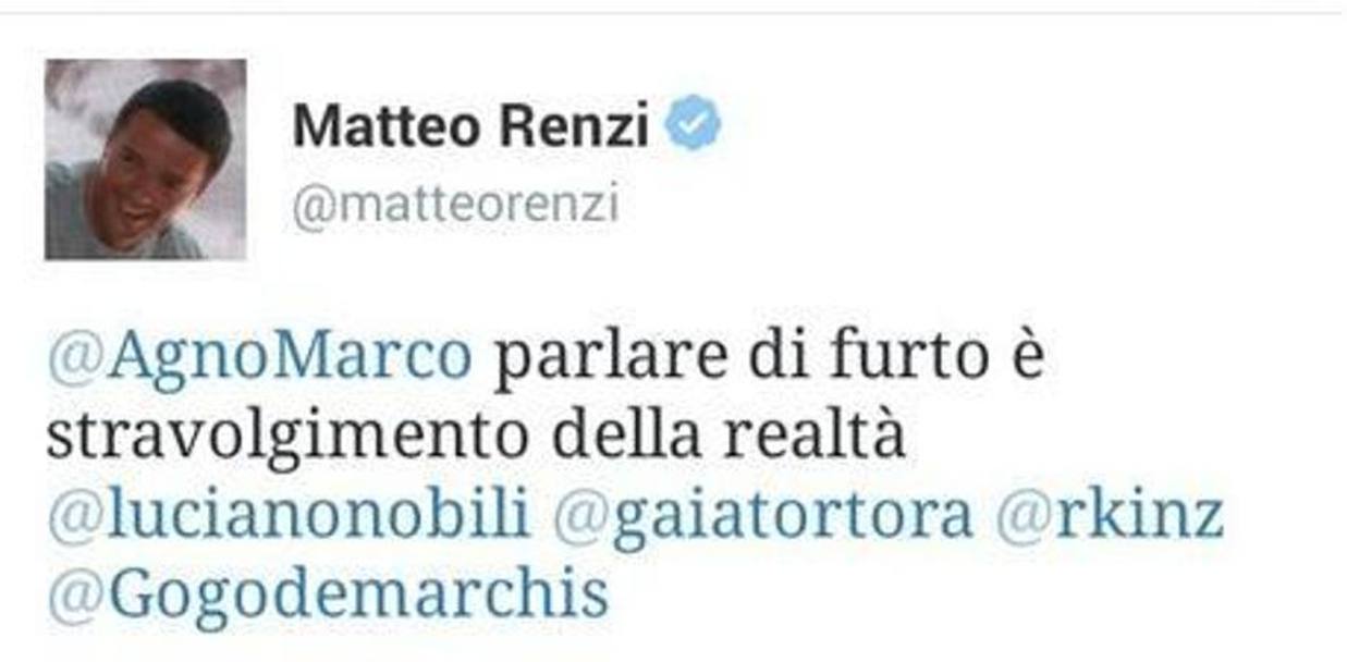 E la risposta del profilo di Renzi, che difende la squadra giallorossa. Subito cancellato: lo avrebbe scritto un suo collaboratore, non il Presidente del Consiglio. Ansa